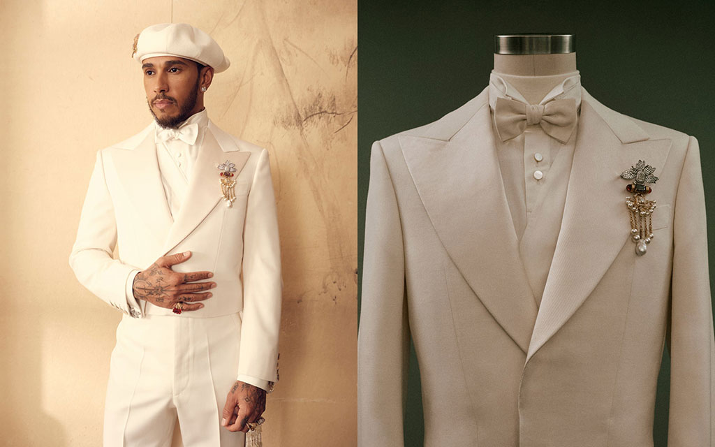 Lewis Hamilton wears Wales Bonner